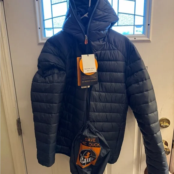 New and beautiful SAVE THE DUCK MENS PUFFER REVERSIBLE COAT WINTER MSRP $298 - Picture 3 of 9